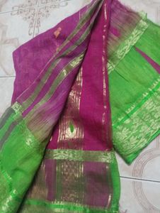 Elegant Pink & Green Saree