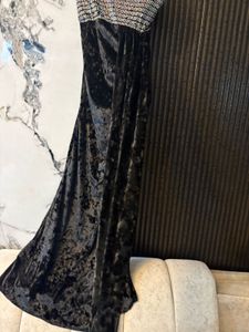 Glamorous Velvet Sequin Evening Gown