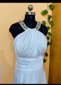 Elegant White Halter Gown