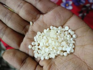 White Half Beads