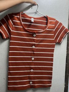 Striped Button-Down Tee