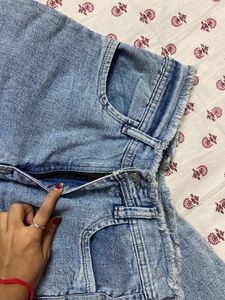 straight blue denim jeans