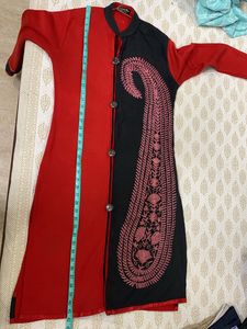 (for winters)Red- Black Embroidered Kurta