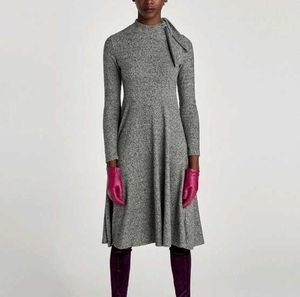 ZARA Grey Knit Midi Dress