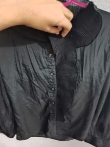 Black Ruffle shirt for women