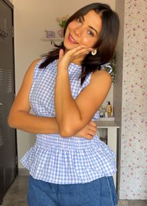 Gingham Smocked Peplum Top