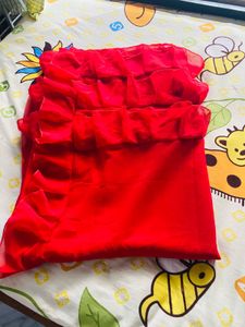 Red Ruffle Saree