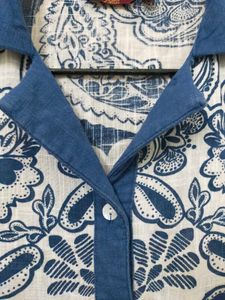 Blue &amp; White Floral Button Down Tunic