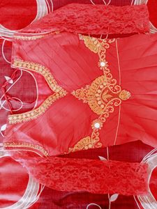 Long Ethnic Gown With Full Sleeves Net