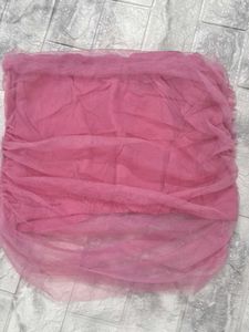 Pink Net one shoulder crop top