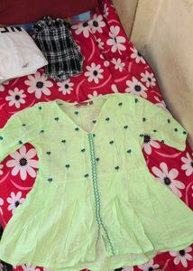 Cute Green Embroidered Top