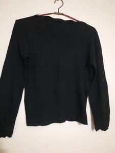 Black Scalloped Trim Sweater