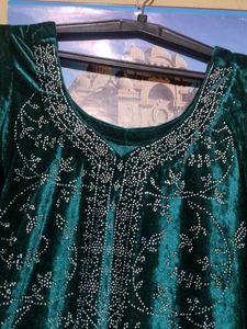 Emerald Green velvet Kurta