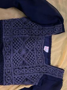 Navy Crochet Detail Top