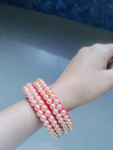 Red &amp; Pearl Bangles