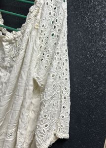White Eyelet Off-Shoulder Top