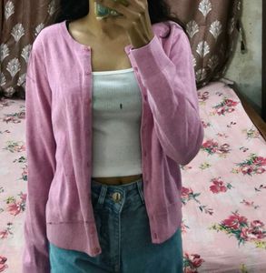 Pink Knit Cardigan with free hair clip 🌛