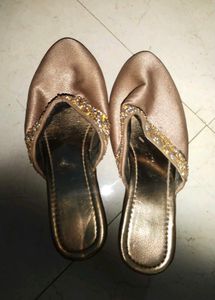 Champagne Embellished Mules