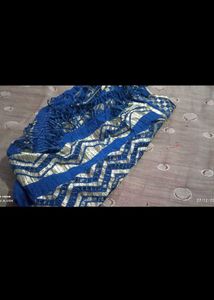 Elegant Blue Dupatta with Silver Detail