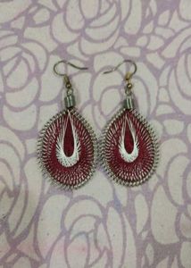 Pink And Silver Coloured Earrings