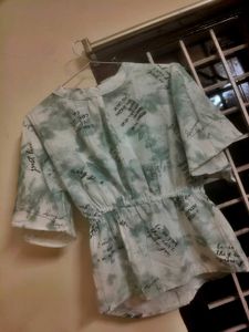Tie-Dye Graphic Print Cinched Top