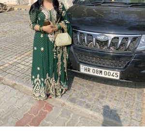 Beautiful Bottle Green Frock Suit