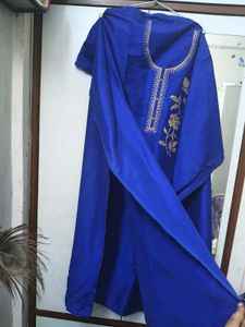 Blue- Cream Unstitch Kurta Salwar Set