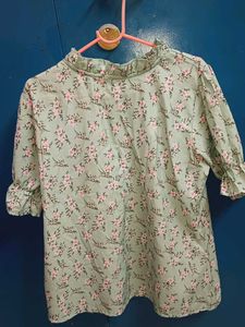 Floral Print Top with Ruffled Details