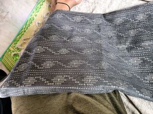 Elegant Gray &amp; Silver Sari