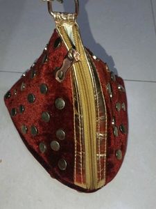 Burgundy Velvet Studded Clutch