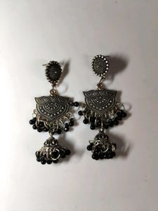 Silver Tone Jhumka Earrings