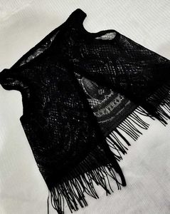 Black Fringe Knit Cover-Up 💝