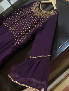 Purple Ethnic Party Wear Long Gown For 42 Bust