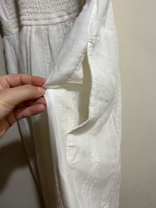 Cottagecore Midi Embroidered White Dress