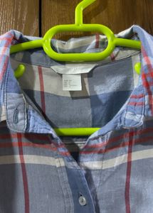 Blue Plaid Button-Down Shirt