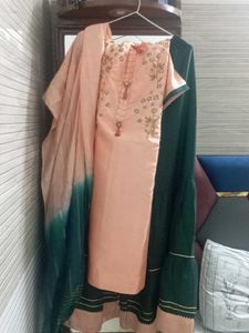 Peach Embroidered Sharara Kameez