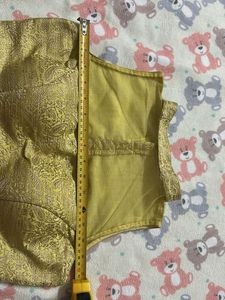 Yellow Lemon Embroidered Net Neck Blouse