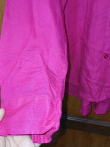 ZARA Essentials Solid Hot Pink Cotton Shirt (L)