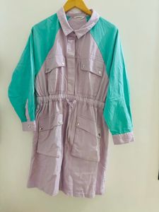 Color Block Drawstring Utility Dress