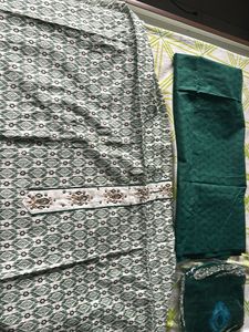 Green & White Unstitched Suit