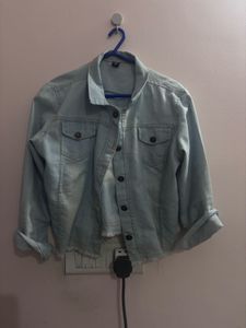 Light Blue Cropped Denim Jacket