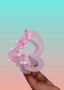 Pink Heart Floral Hair Claw Clip