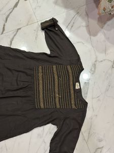 Brown Embroidered Kurta