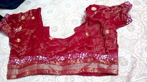 Red Embellished Blouse
