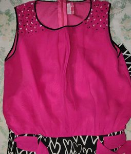 Girls' Heart Print Jumpsuit