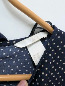 H&amp;M Navy Blue Polka Dot Top