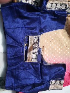 Blue And Pink Gradient Saree