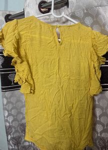 Yellow Casual Top with Lace