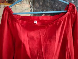 Aks Red Off Shoulder Kurta