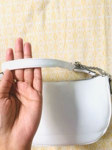 Imported White Leather Sling Bag